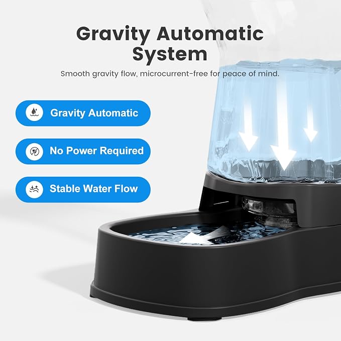 Gardner Pet Automatic Gravity Water Dispenser for Dogs, 1.0Gallon 100% BPA-Free Dog Water Bowl Dispenser, Pet Water Fountain Dispenser with Sponge Filter for Small&Medium Dogs, Cats, Puppies(Black) - Image 2