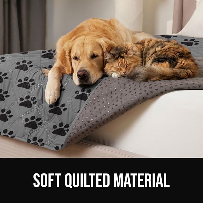 GORILLA GRIP® Waterproof Dog Blanket, Couch Cover for Dogs, 30x70 Gray Paw | Silicone Grip Backing, Washable, Leakproof, Protects Sofa, Sectional, Bed, Crate, Car and RV, Senior Pet Essential - Image 9