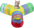 3 Way Cat Tunnel Collapsible Fun Pet Play Tube Toys for Cats, Kittens, Puppies & Rabbits - Portable Tunnel with Hanging Ball for Indoor Play, Hideout & Exercise by Bigladious