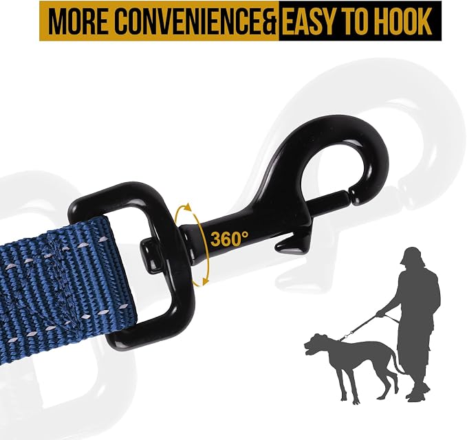 OneTigris No-Pull Dog Leash with Handle for Medium Large Dogs(Blue, 4FT) | Durable lead built for training & daily walks. Ideal drag line for strong pullers and large breeds like bully dogs. - Image 4