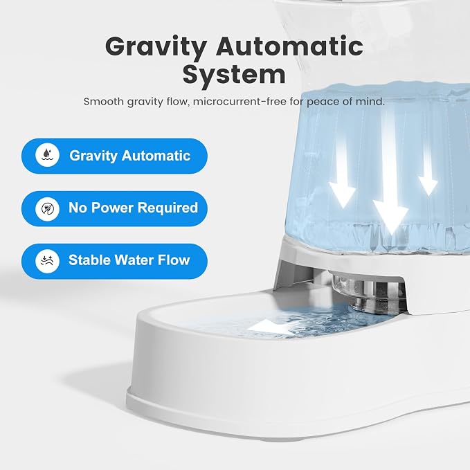 Gardner Pet Automatic Gravity Water Dispenser for Dogs, 1.0Gallon 100% BPA-Free Dog Water Bowl Dispenser, Pet Water Fountain Dispenser with Sponge Filter for Small&Medium Dogs, Cats, Puppies(White) - Image 2