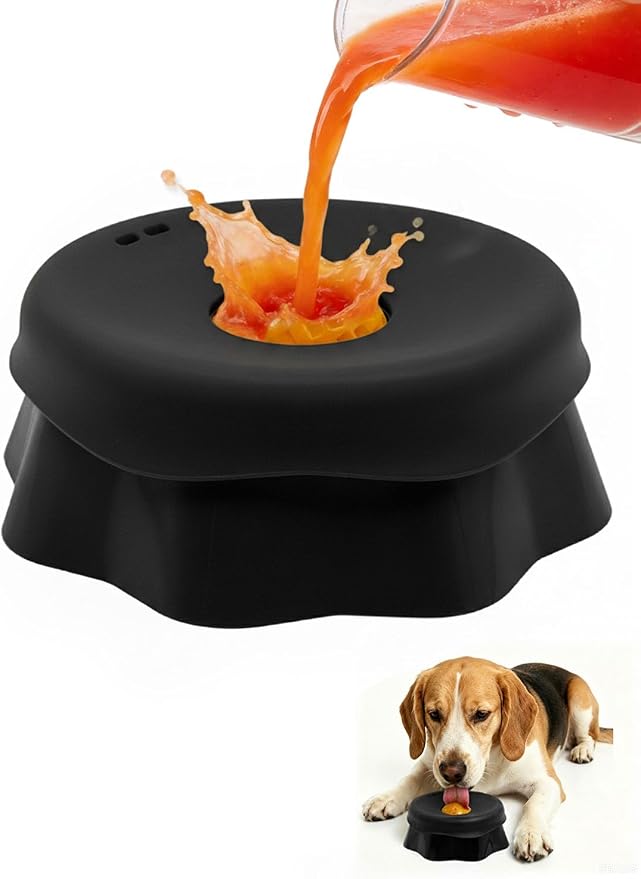 Huafly Slow Feeder Dog Bowls,3-Layer Detachable for Easy Cleaning,Dual-Use Wet Lick & Dry Slow Feeder,Food-Grade Silicone,Anti-Slip Base for All Floors,for Small,Medium,Large Dogs Black by Huafly