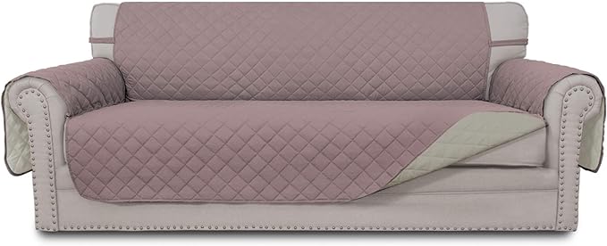 Easy-Going Reversible Couch Cover, 4 Seater Sofa, XX-Large Sofa, Pink/Beige | Machine Washable Slipcover For Dogs, Water Resistant Furniture Mat For Living Room, Non-Slip Sofa Cover, Pet Friendly by Easy-Going