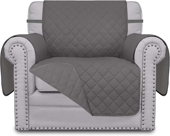 Easy-Going Reversible Couch Cover, Small Chair, Gray/Gray | Machine Washable Slipcover For Dogs, Water Resistant Furniture Mat For Living Room, Non-Slip Sofa Cover, Pet Friendly by Easy-Going