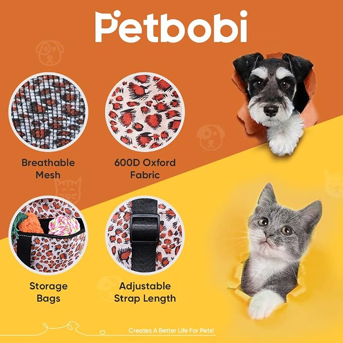 Petbobi Small Dog Car Seat, Dog Car Booster Seat for Small Medium Dogs 5-15 lbs, Foldable Front Seat Safety with Sturdy PVC Tube Frame, Breathable Mesh, Leopard Print | Leopard Print, Water-resistant Oxford fabric, PVC Tubes, Folds Flat, Clip-on Leash ... - Image 6