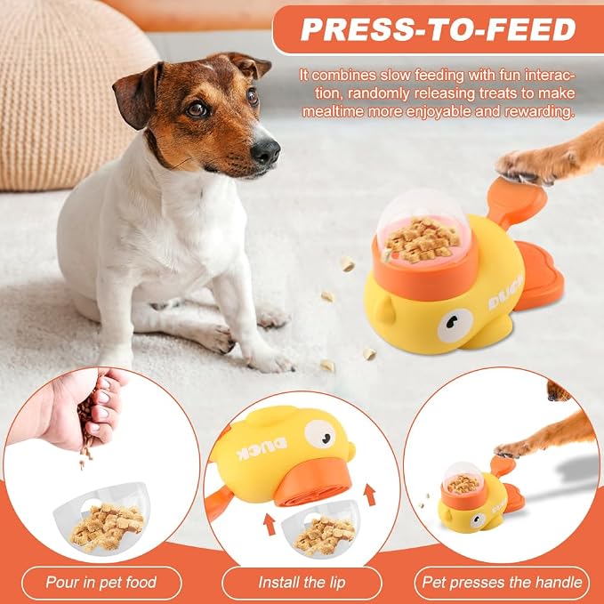 Duck Treat Dispenser for Dogs & Cats, Interactive Slow Feeder Puzzle Toy, IQ Training Enrichment Bowl, Small Animal Problem-Solving Game, Adjustable Outlet Pet Feeder - Image 6
