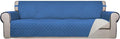 PureFit Reversible Quilted Couch Covers for Dogs Sofa Cover 4 Seater 88" | Blue/Ivory, Water Resistant Couch Protector, Washable Pet Couch Cover with Non Slip and Elastic Straps For Kids by PureFit