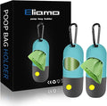 2 Pack Dog Poop Bag Dispenser with Built-in LED Flashlight, Pet Waste Bag Holder for Leash with Carabiner Clip for Lead Leash, 2 Rolls Leak-proof Doggy Waste Bags for Dog Walking, Blue,Eliamo by Eliamo
