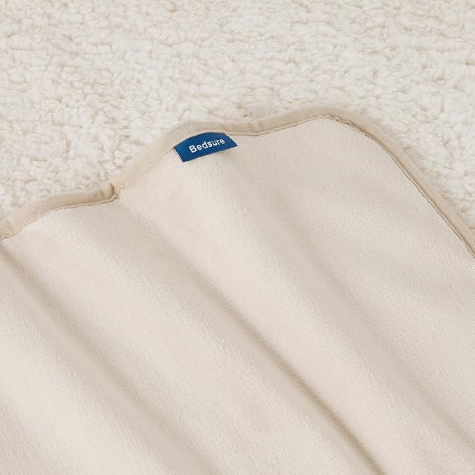 Bedsure Waterproof Dog Blankets for Large Dogs Sherpa Fleece Throw, 50X70 | Washable Soft Plush Pet Cat Blanket for Couch Cover, Reversible Cozy Calming Furniture Protector Warm for Senior Dogs,Cream - Image 9