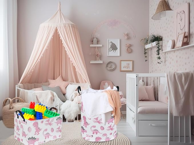 Rectangular Pink Baskets,Dinosaur Basket Cute Storage Basket Organizer for Kids Room Dinosaur Decor ,Clothers,Toys Box,Books,Kid's Gifts Storage. (Pink Dinosaur) - Image 5