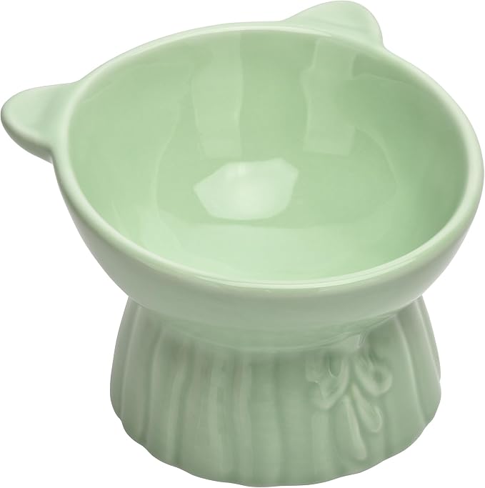 Elevated Cat Food Bowl,8 Oz Ceramic Raised and Tilted Water Bowl,Anti Vomiting and Protect Pets Spines Dishes for Fat Faced Cat, Indoor Cats,Kitten,Small Dog (White) - Image 5