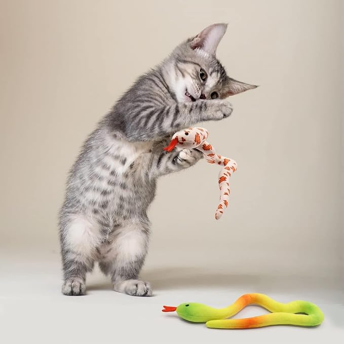 CiyvoLyeen Plush Snake Catnip Toys for Indoor Cats 5 Pack | Interactive Snake Cat Chew Kicker Toys, Boredom Relief, Soft Durable Plush with Catnip, Funny Gift for Cat Lovers & Kitten - Image 5