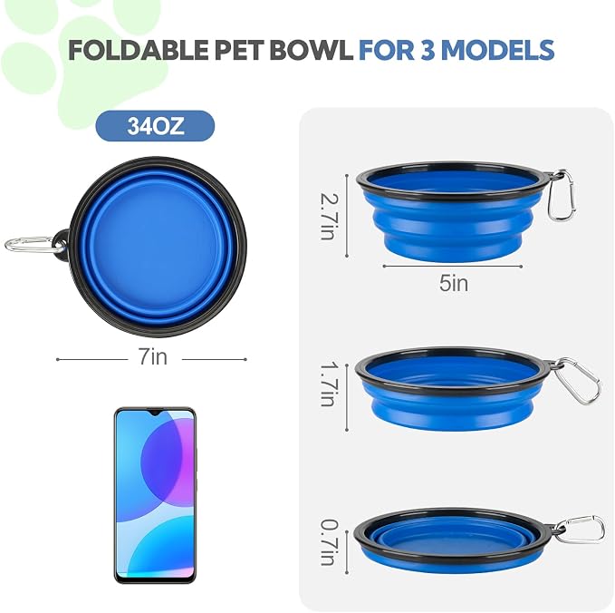 Collapsible Dog Bowl Large 34oz, Travel Dog Water Bowl Portable | 2 Pack, 2 Carabiner Clips, Silicone Travel Dog Bowl Foldable, Feeding Watering Dish Bowl, for Parking, Walking, Camping - Image 5