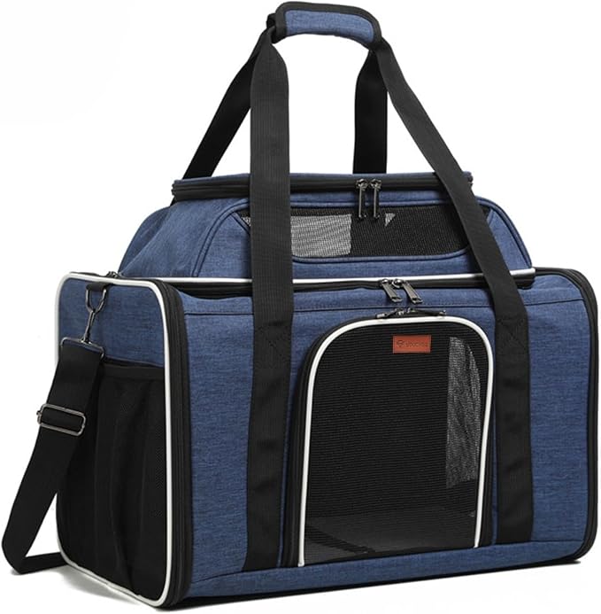 19" L x 12" W x 17" H Inches Cat, Dog Carrier for Pets Up to 25 Ibs, Washable，Soft Sided，Collapsible Travel Puppy Carrier. (Blue) by Youchee