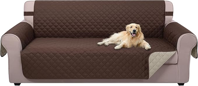 U-NICE HOME Reversible Sofa Cover Couch Cover for Dogs, Coffee/Beige | 68''Sofa Mat Washable, Pet Friendly, Elastic Straps, Water Repellent, Furniture Protector for 3 Cushion Couch by U-NICEHOME
