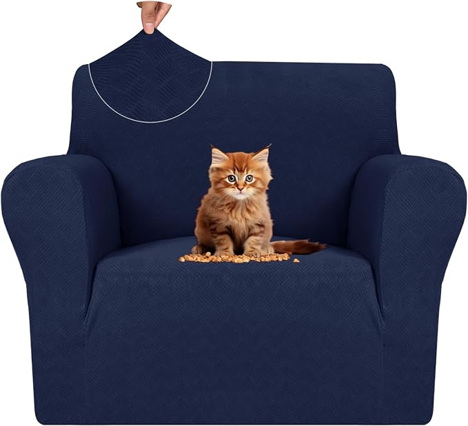 MAXIJIN Chair Covers for Living Room 1 Piece Stretch Sofa Chair Slipcovers with Arms (31"-46") Furniture Protector for Dog Pet Couch Armchair Cover (Chair, Diamond Pattern Navy Blue) by MAXIJIN