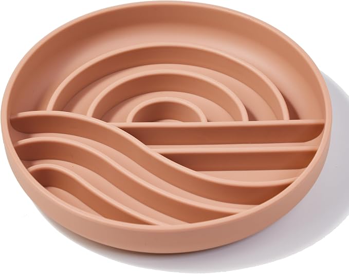 OHMO Slow Feeder Dog Bowl, 7.9" Lick Mat for Dogs, Sunrise, Coral | Cat Slow Feeder Bowl, Anti Choking, Enrichment Toys, Easy Clean BPA-Free Silicone Feeding Bowl, Boredom and Anxiety Reducer by OHMO