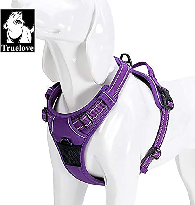 TRUE LOVE Adjustable No-Pull Dog Harness Reflective Pup Vest Harnesses Comfortable Control Brilliant Colors Truelove TLH5651(Purple,L) | Front Clip, No-Choke, Soft Padded, Control Handle, Anti Escape, Dog Car Harness, Walking and Training, Escape Proof... - Image 5