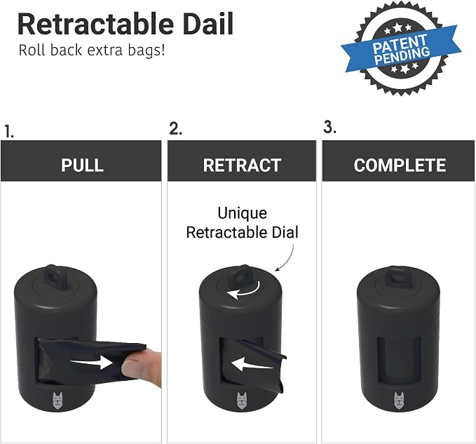 SVD.PET Retractable Dog Poop Bag Holder with 15 Waste Bags | Stretchy lanyard, fits all dog leashes, compatible with hollow cardboard core waste bag rolls, portable for daily dog walking - Image 2