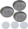 Lusifaco Shallow Wide Cat Food Bowls Anti Whisker Fatigue (Grey, 3 Pack) | 5.9 Inch 2 Height Raised Ceramic Cat Dishes with Bamboo Stand, Flat Pet Water Food Plates Feeding Station for Indoor Kitten by MakesMealsMoreEnjoyable