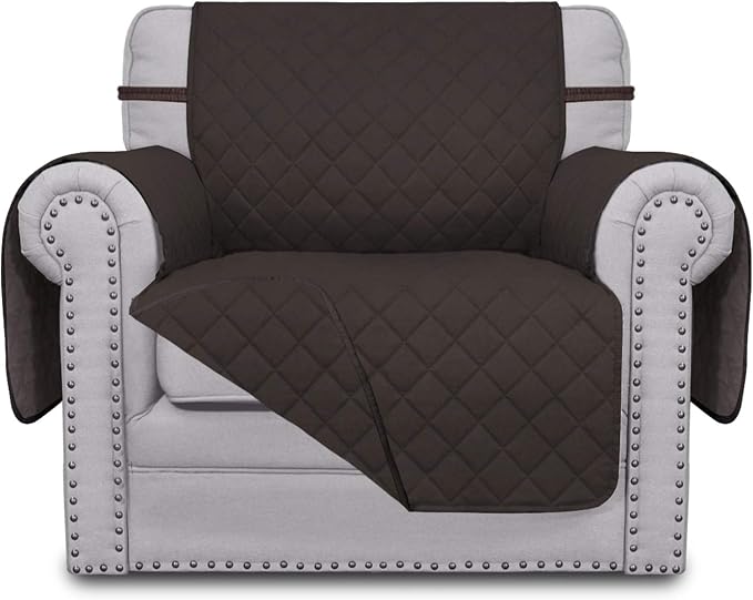 Easy-Going Reversible Couch Cover, Small Chair, Chocolate/Chocolate | Machine Washable Slipcover For Dogs, Water Resistant Furniture Mat For Living Room, Non-Slip Sofa Cover, Pet Friendly by Easy-Going