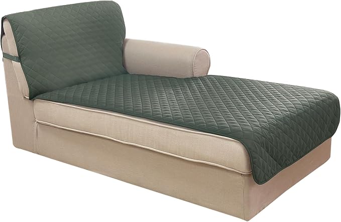 U-NICE HOME Sectional Couch Cover Chaise Lounge Cover, Grey/Beige | Washable, Pet Friendly, Elastic Straps, Water Repellent, Furniture Protector Mat by U-NICEHOME