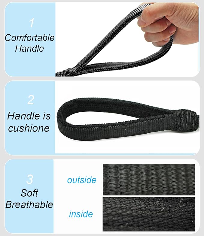 Reflective Dog Leash 2/3/4/6/10ft Braided 1/2" Strong Nylon Rope | 3ft Black Dog Leash for Large Medium Small Dogs Walking Training Leads - Image 4