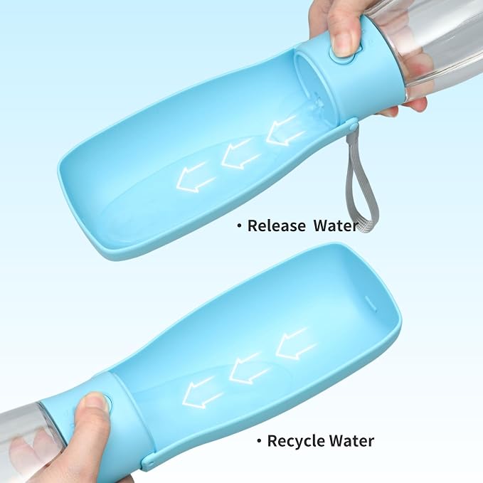 Portable Dog Water Bottle 19oz Blue | Foldable pet water dispenser, food grade plastic, ease to use for outdoor walking, hiking, travel - Image 4
