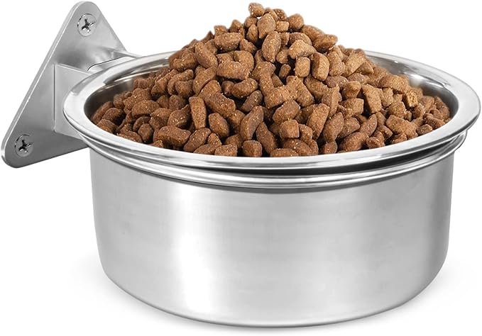 Raised Small Dog Bowls Wall Mount Pet Bowl, Collapsible Elevated Pet Bowl for Dog Cat Chicken Coop - 4 Cups / 1 Quart by Harhana