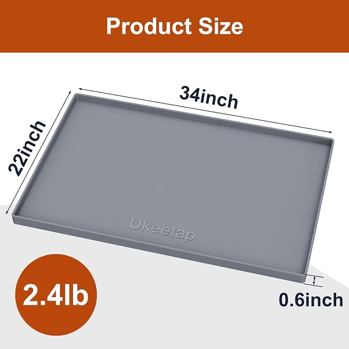 34" x 22" Extra Thick Silicone Mat Waterproof with Raised Edge, | Under Sink Mat for Kitchen & Bathroom, Kitchen Cabinet Liner, Multi-Purpose for Storage & Protection - Image 7