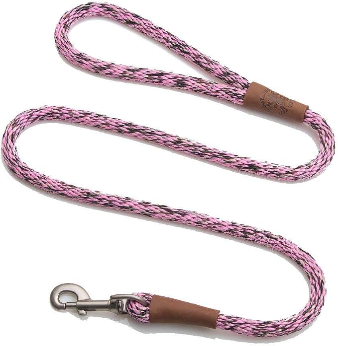 Mendota Pet Snap Leash - British-Style Braided Dog Lead, Made in The USA - Pink Camo, 3/8 in x 6 ft - for Small/Medium Breeds by MendotaPet