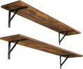 Long Wall Shelves, 39.4 Inch Wall Mounted Shelves with Brackets | Floating Book Shelf, Set of 2, Easy Assembly, Max Load 33lbs, Wall Storage Ledges, Living Room/Bathroom/Bedroom, Rustic Brown by DINZILVJ