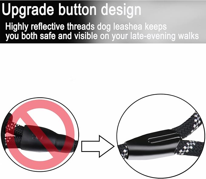 Dog Leash 6 FT, Durable Premium Quality Strong Training Rope Slip Leash with Comfortable Padded Handle and Highly Reflective Threads for Small Medium and Large Dogs, (Black) - Image 6