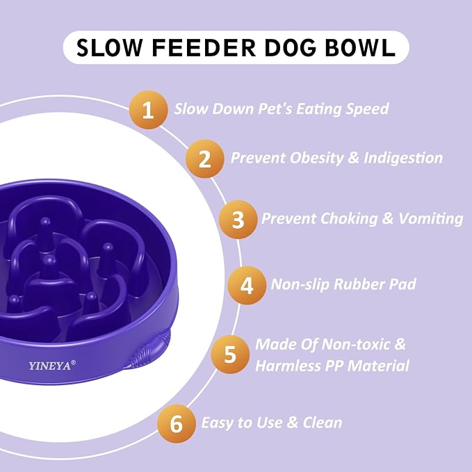 YINEYA 4 Cups Slow Feeder Dog Bowls Large Breed, Anti-Choking Pet Supplies, Maze Dog Food Bowl, Puzzle Feeder That Slow Down Eating - Image 2
