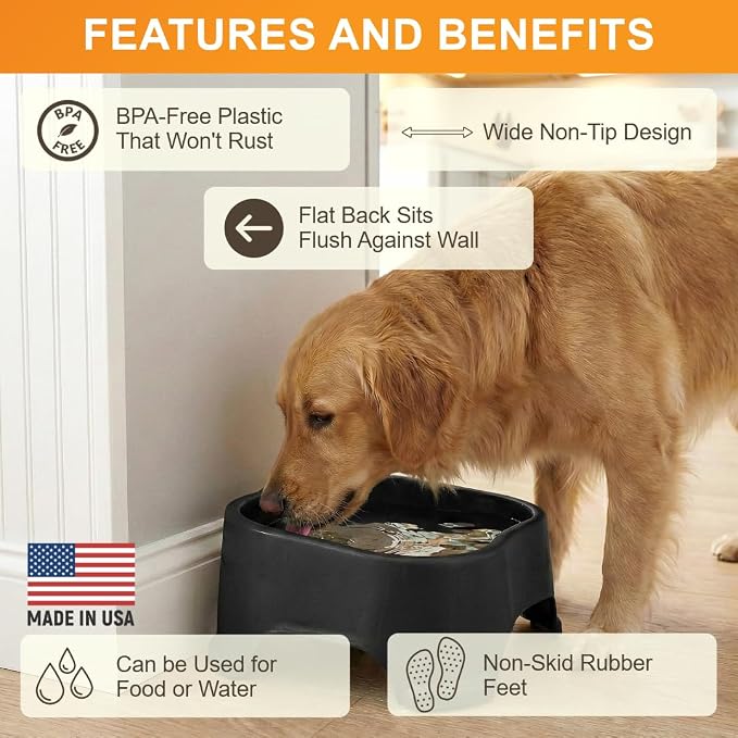 Neater Pet Brands Extra Large Water Bowl for Dogs, Outdoor Dog Water Bowl (1.25 Gallon XL Capacity), Big Trough Style Food Dish for Indoors or Outside, No Spill Large Dog Bowls, Midnight Black - Image 5