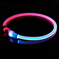 Colaseeme Light Up Dog Collar, USB Rechargeable Glow Necklace, Pink+Blue | Waterproof IP67, Cut-to-Fit TPU, 360° Night Safety, Pet Visibility Light, Camping & Walking, Fits Small-Large Dogs by Colaseeme