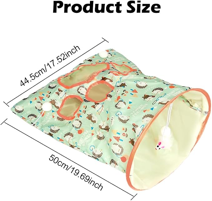 Cat Tunnel Toy, Cat Tunnel Bags with 1 Little Mouse & 3 Ball Crinkle Sack Bag for Cats, Portable Training Cave Collapsible Interactive Drill Bag Toy, Pet Self Interactive Toys - Image 2