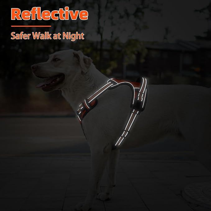 PUPTECK No Pull Dog Harness Medium Sized, Adjustable Reflective Dog Harness with Handle Easy Control, Comfortable Soft Padded Pet Vest Harness for Medium Dogs, Orange M - Image 6