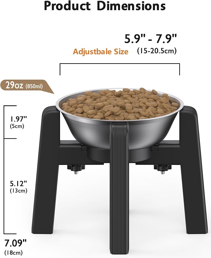 Elevated Dog Bowl, Raised Dog Bowl Stand with Stainless Steel Bowl | Elevated Pet Water & Food Bowl for Medium Dogs, Stable and Anti-Slip Raised Bowl - Image 3