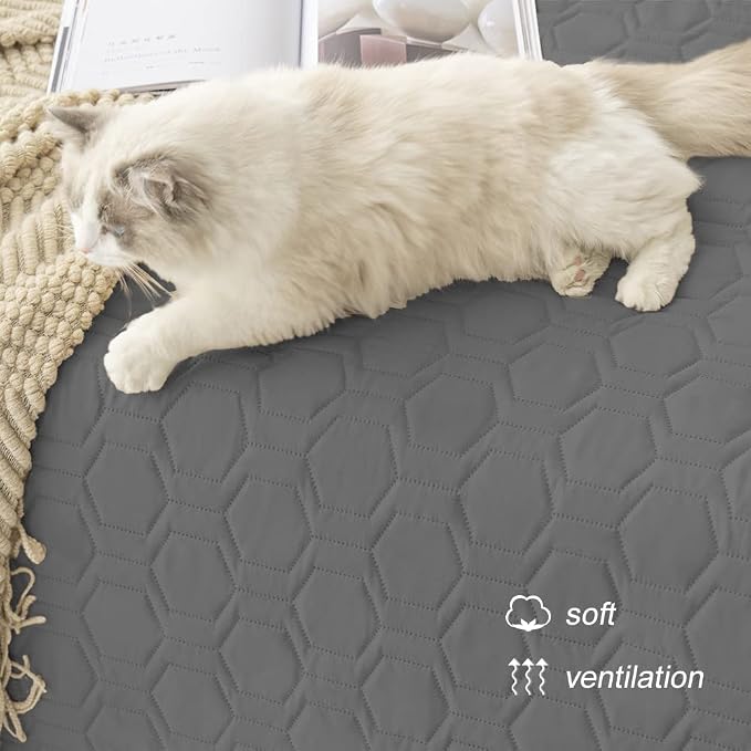 Tcksstex Waterproof and Anti-Slip Dog Bed Cover and Pet Blanket Sofa Pet Bed Mat ，car Incontinence Mattress Protectors Furniture Couch Cover for Most Cats Dogs, Pets（82x82- Dark Grey） - Image 5