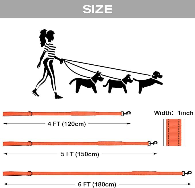 Joytale Dog Leash for Large Dogs that Pull, Double Handle, 5FT, Orange | Traffic Handle for Control, Padded Handle Reduces Hand Strain, Reflective Stitching for Night Safety, Strong Nylon Webbing - Image 6