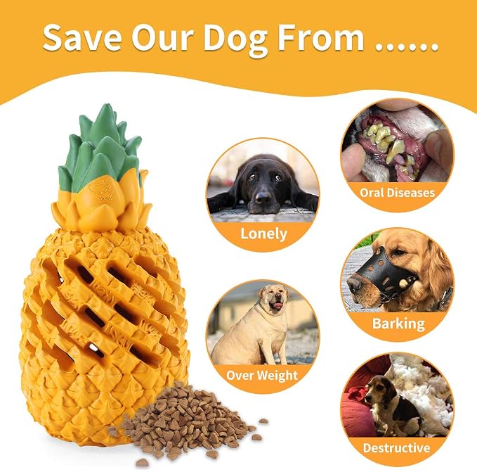Pineapple Dog Toys for Large Dogs Puppy, Dog Chew Toys for Small Medium Dogs to Keep Them Busy, Interactive Dog Toys Tough Dog Puzzle Toys Treat Dispensing Durable Dog Dental Chew - Image 2