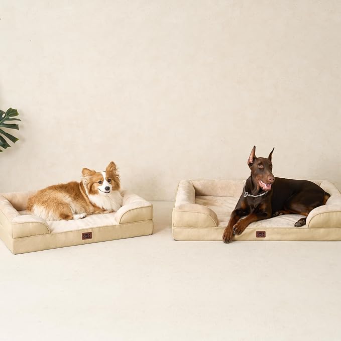 EHEYCIGA Orthopedic Dog Beds Large Sized Dog, Waterproof Washable Pet Bed | Non-Slip Bottom and Egg-Crate Memory Foam XL Dog Couch Bed with Washable Removable Cover, Greige, 41Inch - Image 8