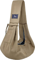 CUBY Dog and Cat Sling Carrier - Hands Free Reversible Pet Papoose Bag - Soft Pouch and Tote Design - Suitable for Puppy, Small Dogs Cats Outdoor Travel(Khaki, Unadjustable Strap) by CUBY