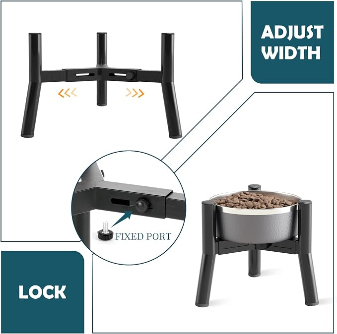 SHAINFUN Adjustable Elevated Dog Bowls Stand Compatible with 5.9 to 8.7 inch Wide Raised Stand with Metal Material for Medium and Small Sized Dogs (Bowl Not Included) - Image 6