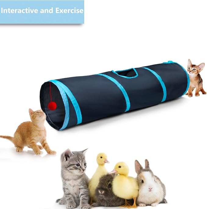 Cat Tunnel Tube Toys，Tunnels for Indoor Cats, 2 Way Foldable | Interactive Pet Crinkle Pop Up Tunnel with Balls Peek Hole Hideaway for Rabbits, Kittens, Ferrets, Puppy Playing & Exploring - Image 5