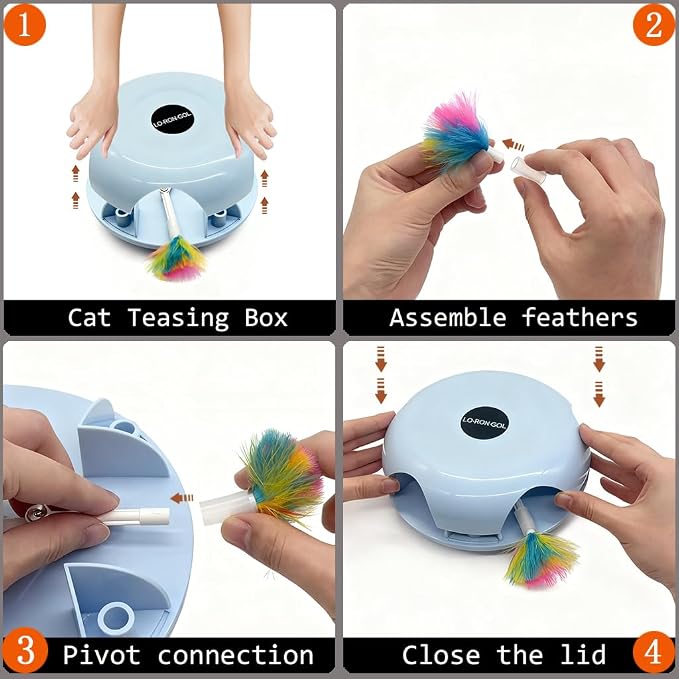 Interactive Whack-a-Mole Cat Toy — Automatic Mushroom Feather Pop-Up Play Toy for Cats, Cognitive Stimulation & Exercise, Durable Pet Entertaining Game (Blue) - Image 7