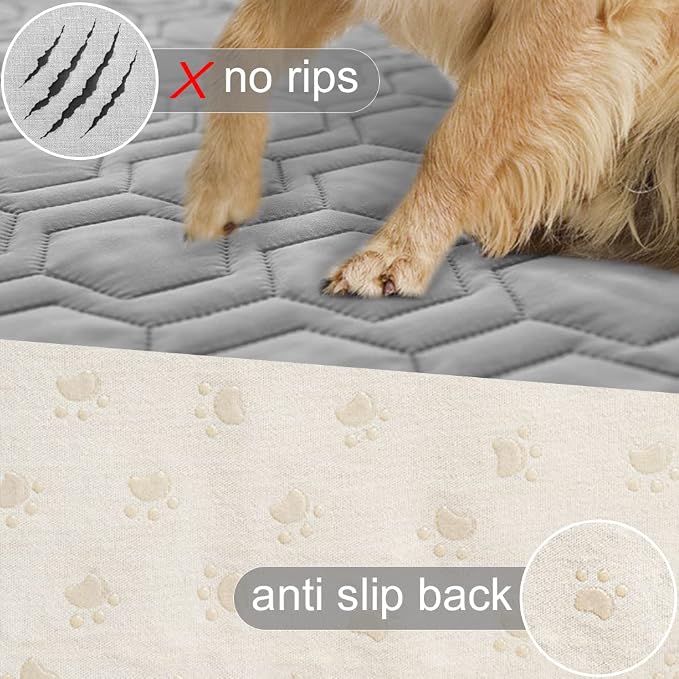 Tcksstex Waterproof and Non-Slip Dog Bed Cover and Pet Blanket Sofa Pet Bed Mat ，car Incontinence Mattress Protectors Furniture Couch Cover for Most Cats Dogs,Pets（52x82-Light Grey） - Image 3