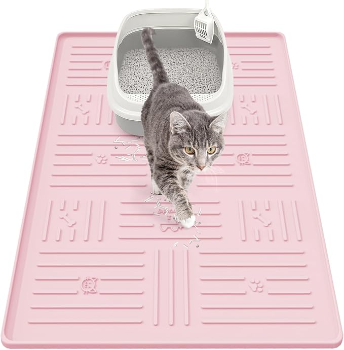 Silicone Cat Litter Mat, 34" X 25" Litter Box Mat, Pink | SiliconeLitter Trapping Mat, Soft and Waterproof,Cat Litter Box Mats for Floor by Gentledog