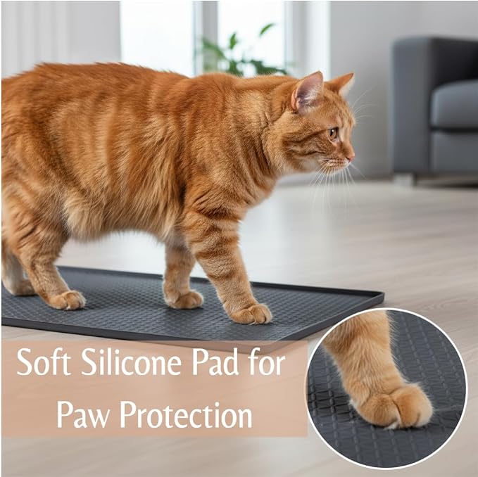 Cat Litter Mat, Extra Large 51"x25.6" Silicone Litter Box Mat, High Edge | Kitty Litter Mat for Auto Litter Box Areas, Waterproof Non-Slip Litter Mat, Easy Clean, Raised Lip Contains Multi-Cat Mess - Image 7